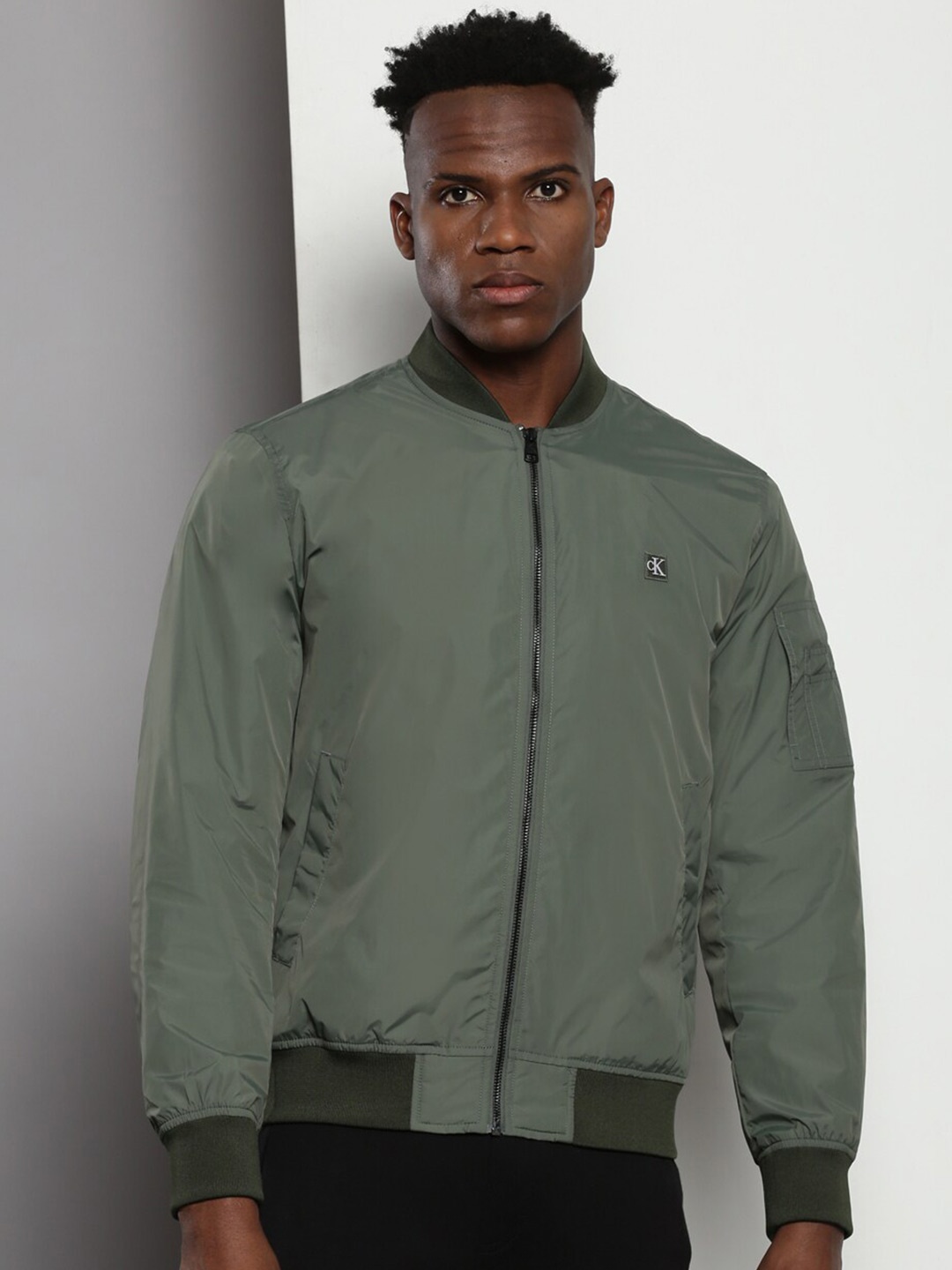 

Calvin Klein Jeans Stand Collar Bomber Jacket, Olive