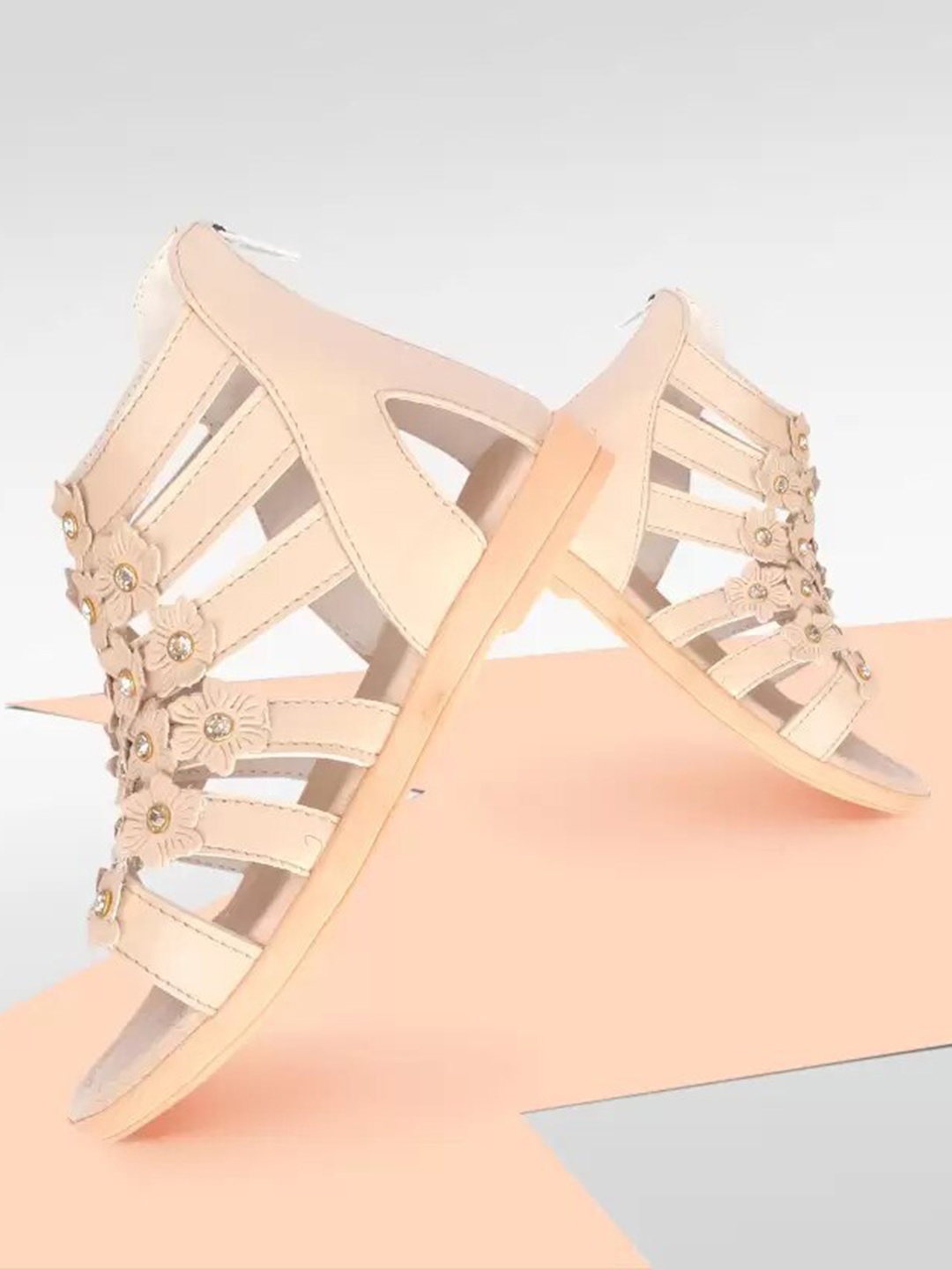 

BAESD Girls Embellished Gladiators, Beige