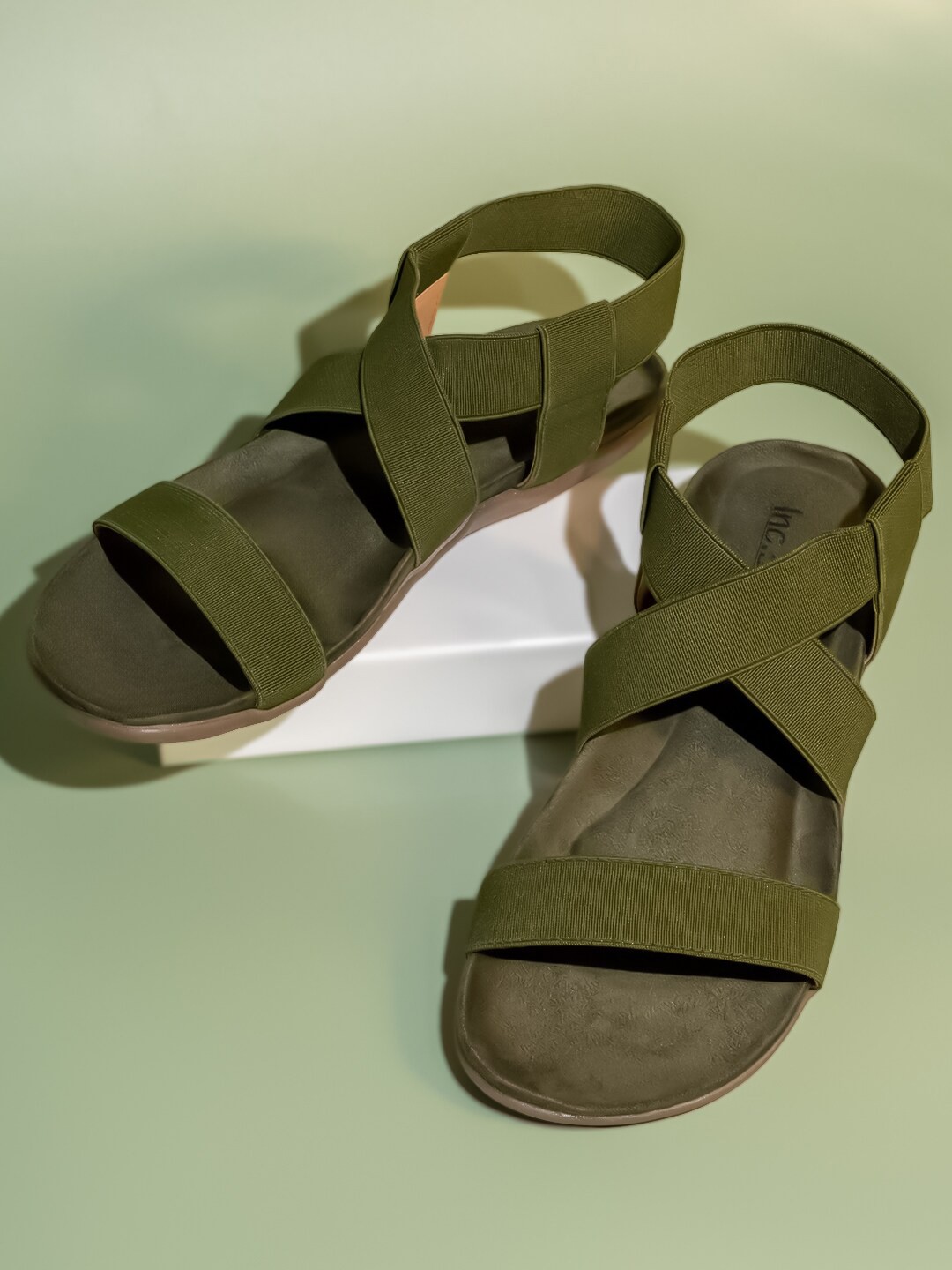 

Inc 5 Backstrap Open Toe Flats, Green