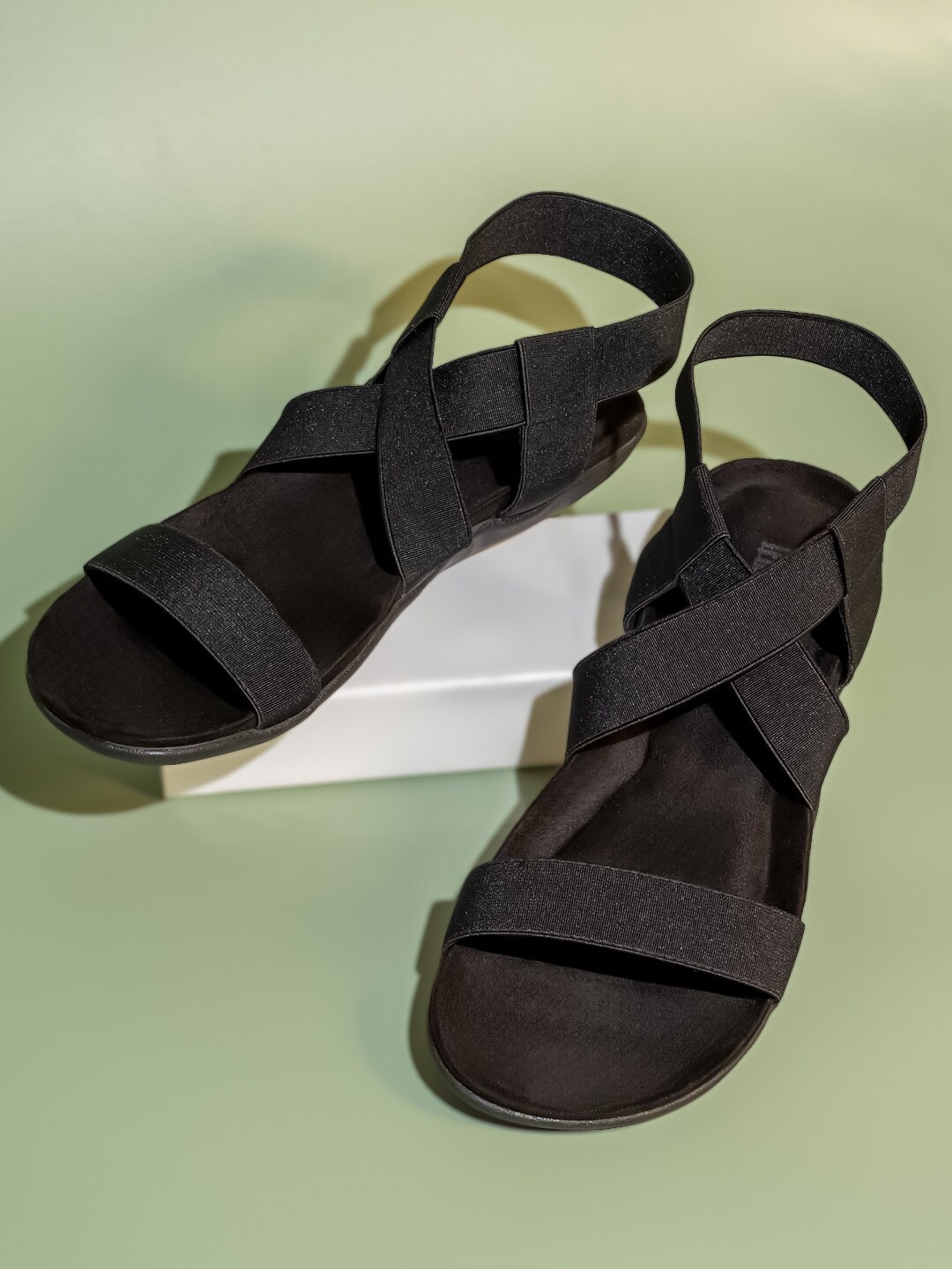 

Inc 5 Backstrap Open Toe Flats, Black