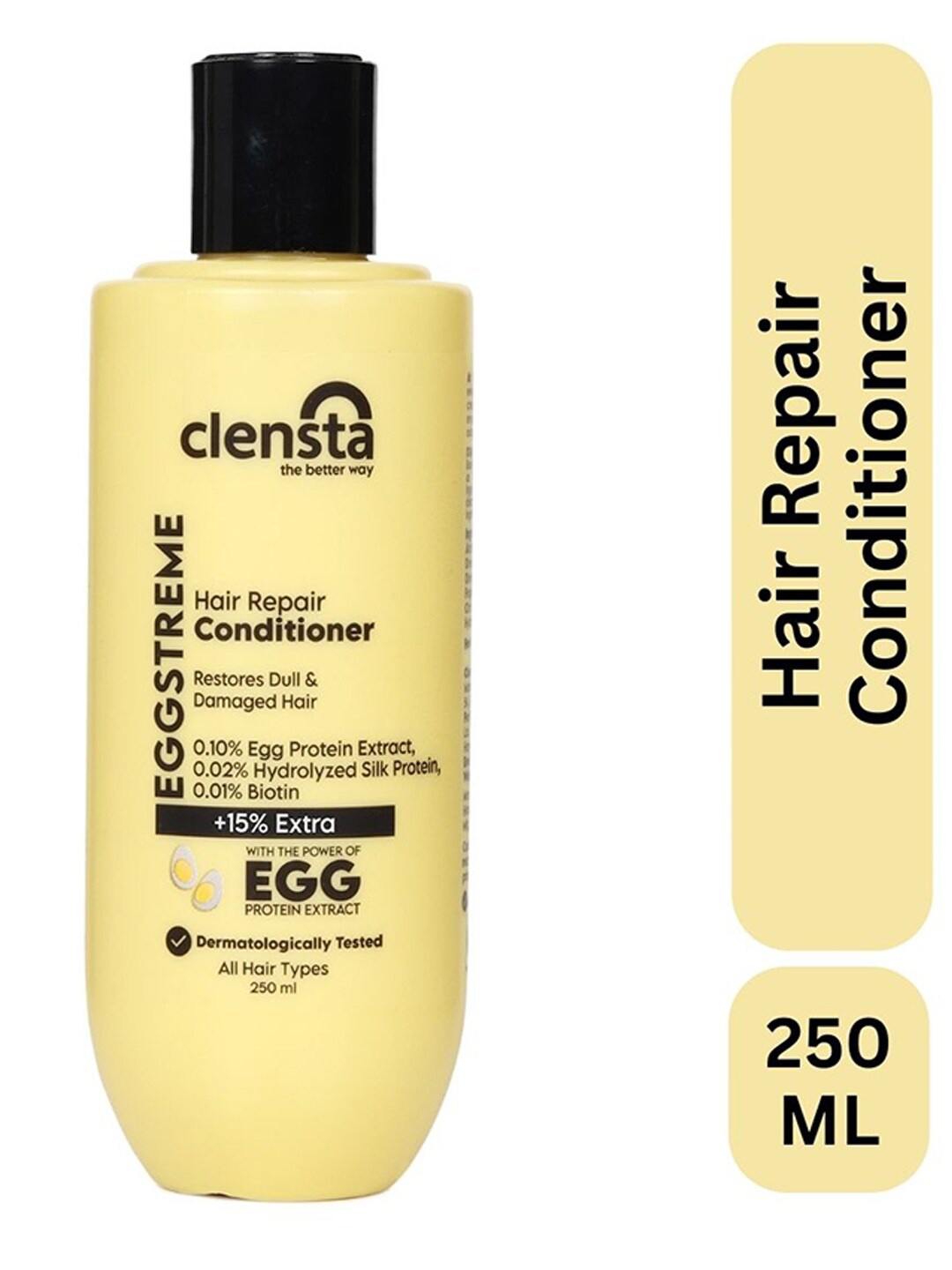 

Clensta Eggstreme Hair Repair Conditioner with Silk Protein & Biotin - 250 ml, Yellow