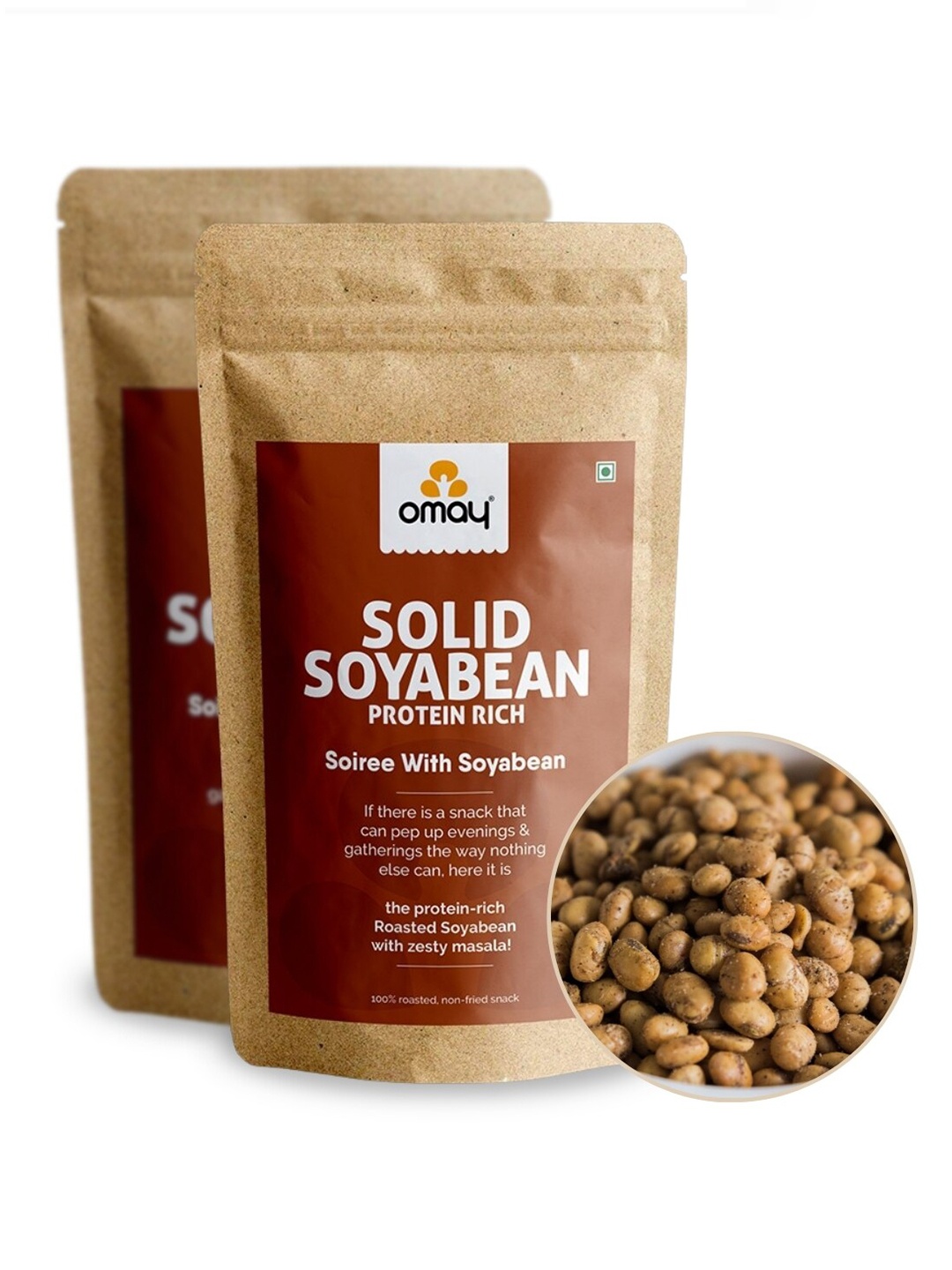 

Omay Foods Pack Of 2 Roasted Soyabean- 800gms, Brown