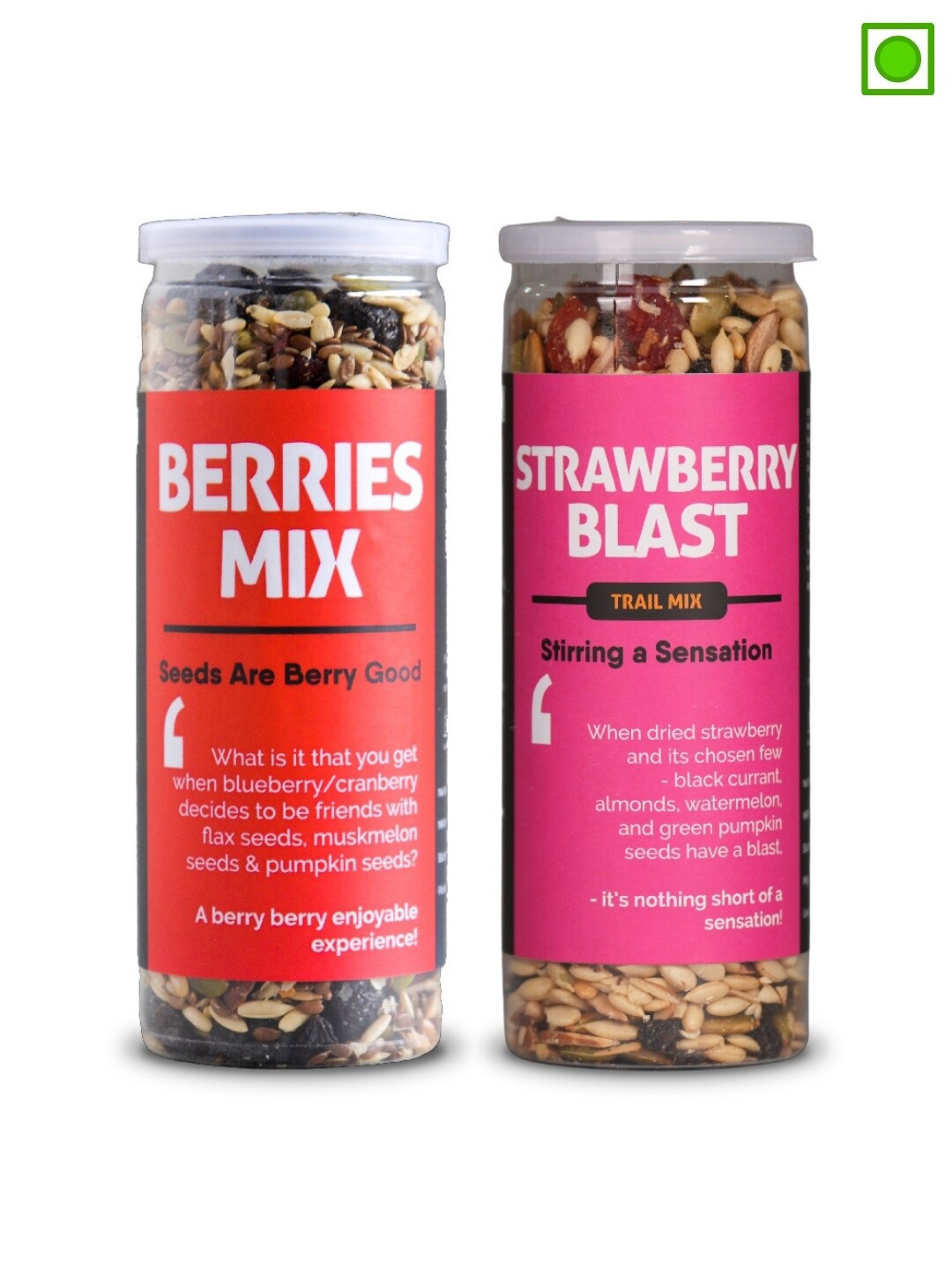 

Omay Foods Set of 2 Berries Mix & Strawberry Blast, Pink
