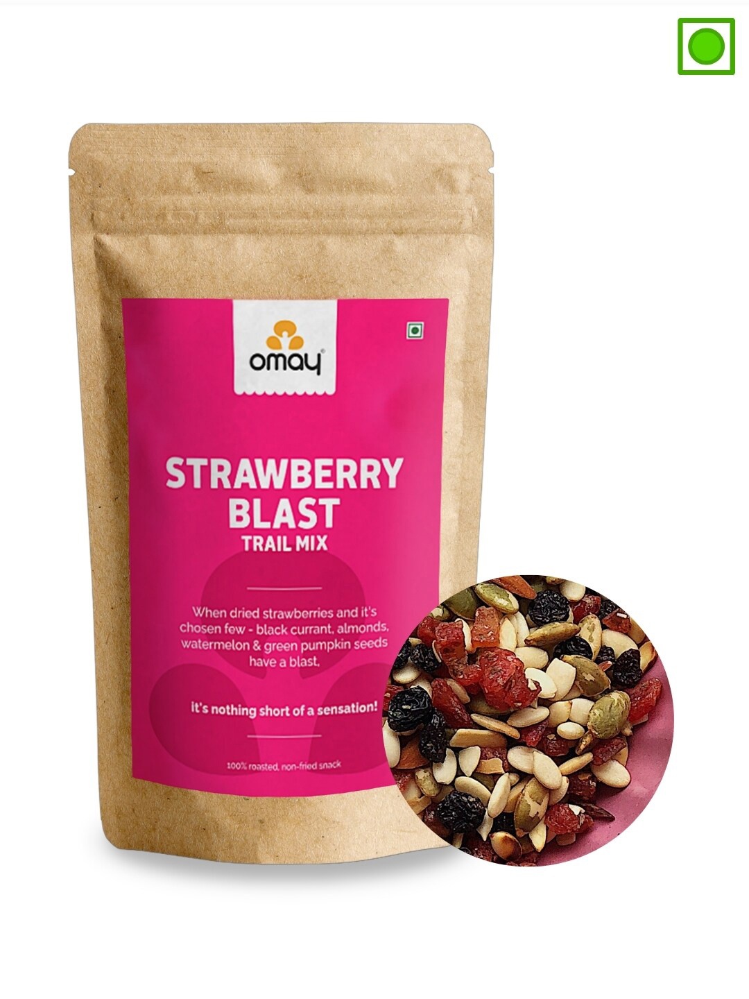 

Omay Foods Strawberry Blast Pouch Trail Mix- 400 g, Pink
