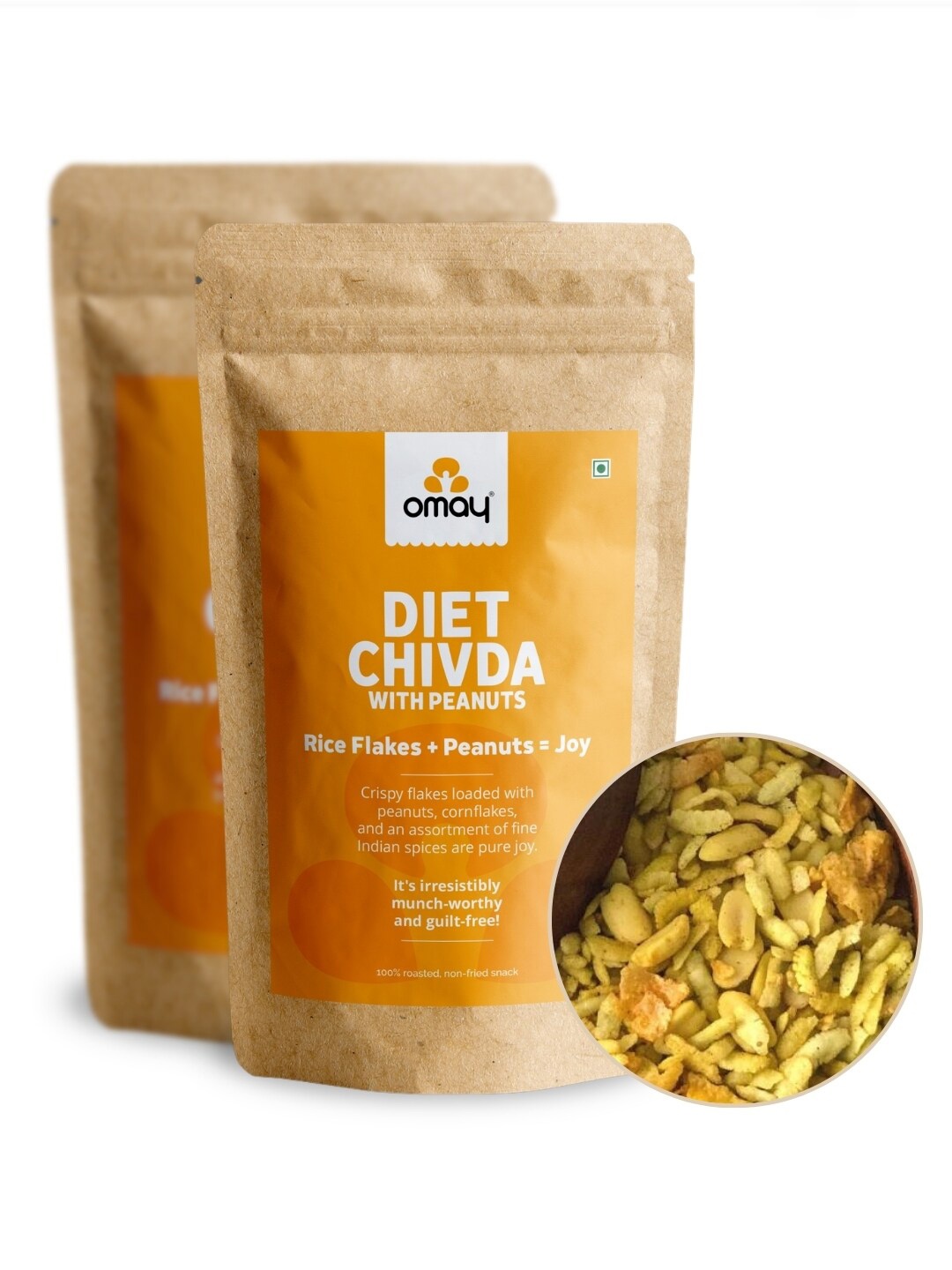 

Omay Foods Set Of 2 Diet Flakes Mix Chivda-400g Each, Yellow