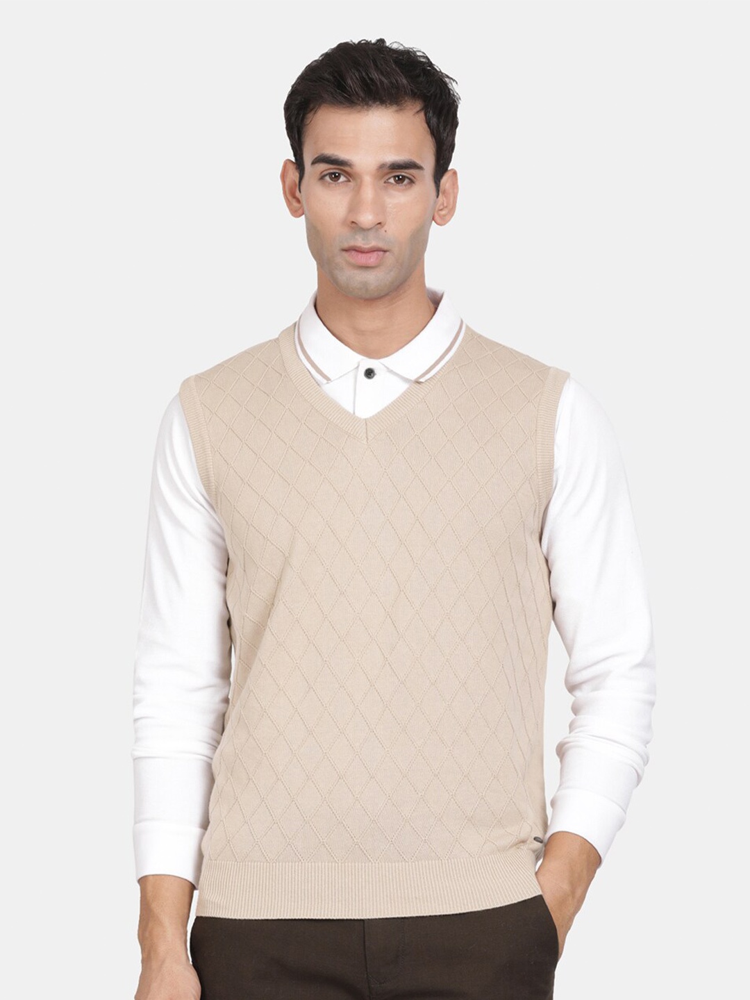 

t-base Geometric Printed Cotton Sweater Vest, Beige