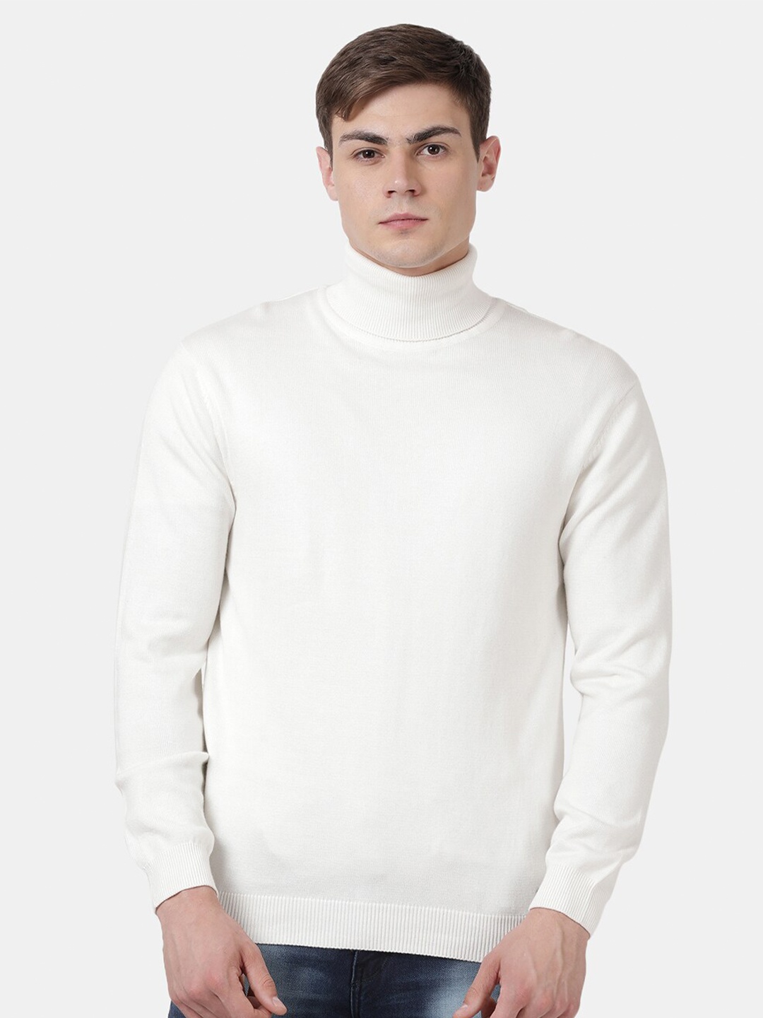 

t-base Turtle Neck Cotton Pullover Sweaters, White