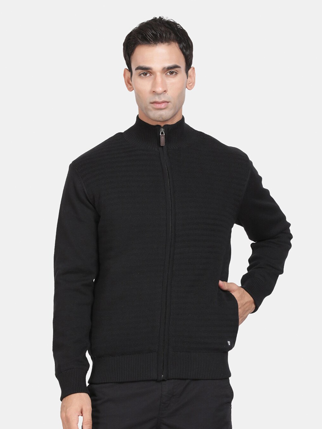 

t-base Long Sleeves Front Open Sweatshirt, Black