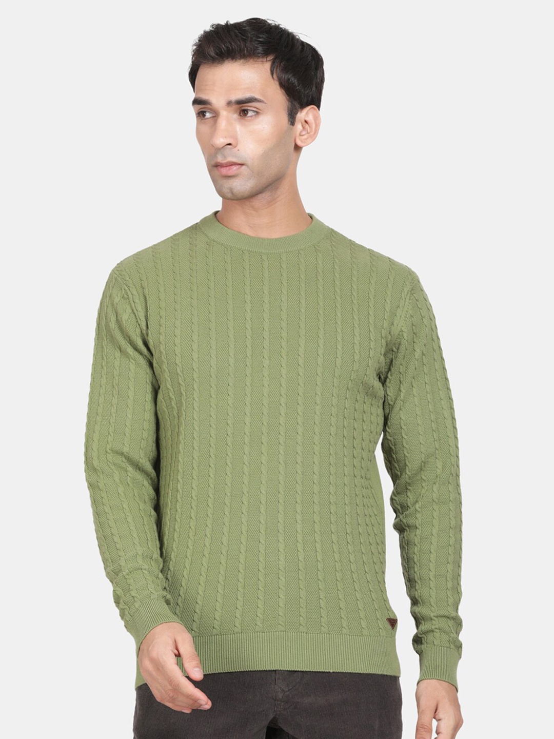 

t-base Striped Cotton Pullover Sweaters, Green