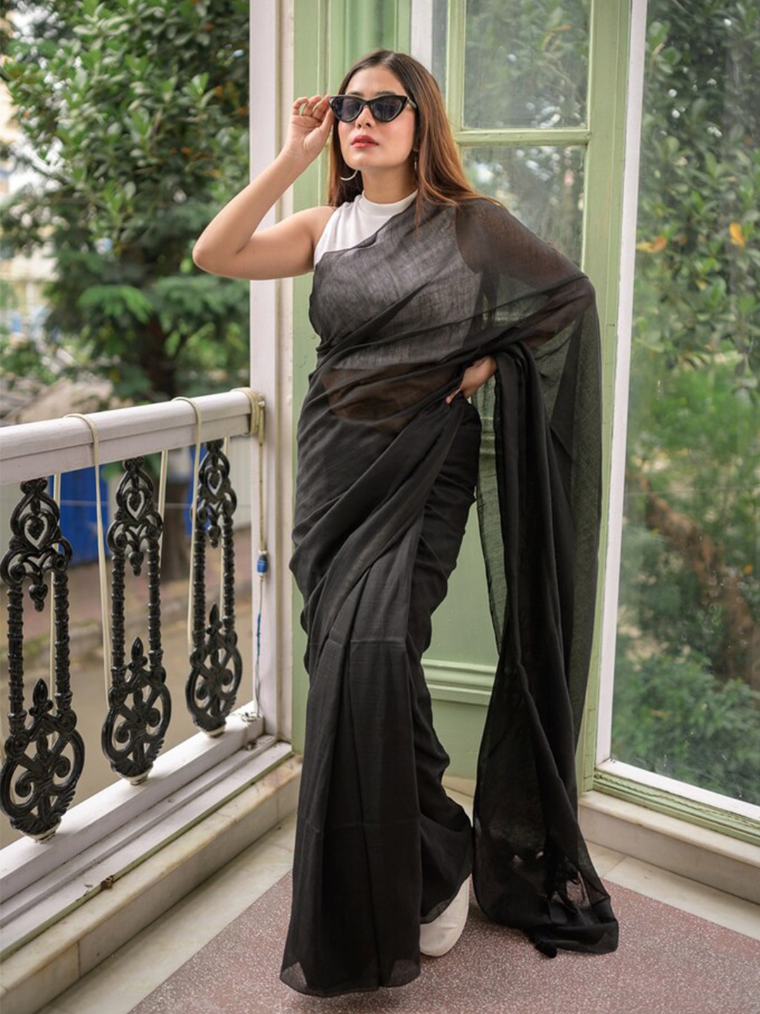 

RODDUR Pure Cotton Saree, Black