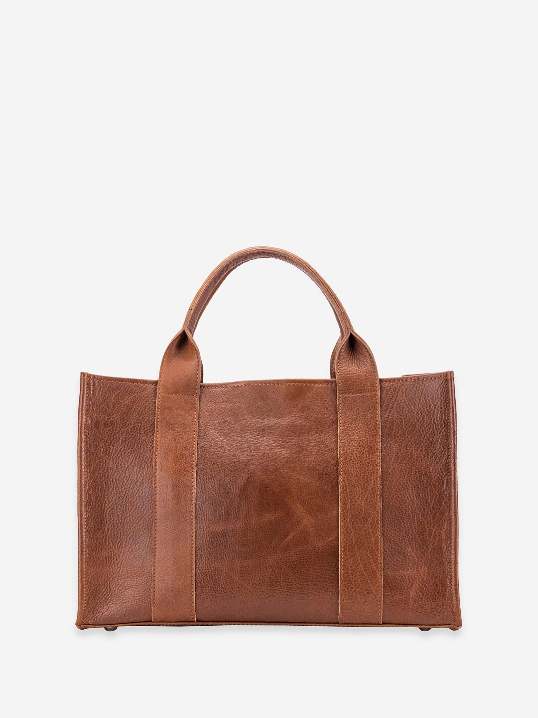 

Abelardo De Moda Textured Leather Oversized Structured Handheld Bag, Brown