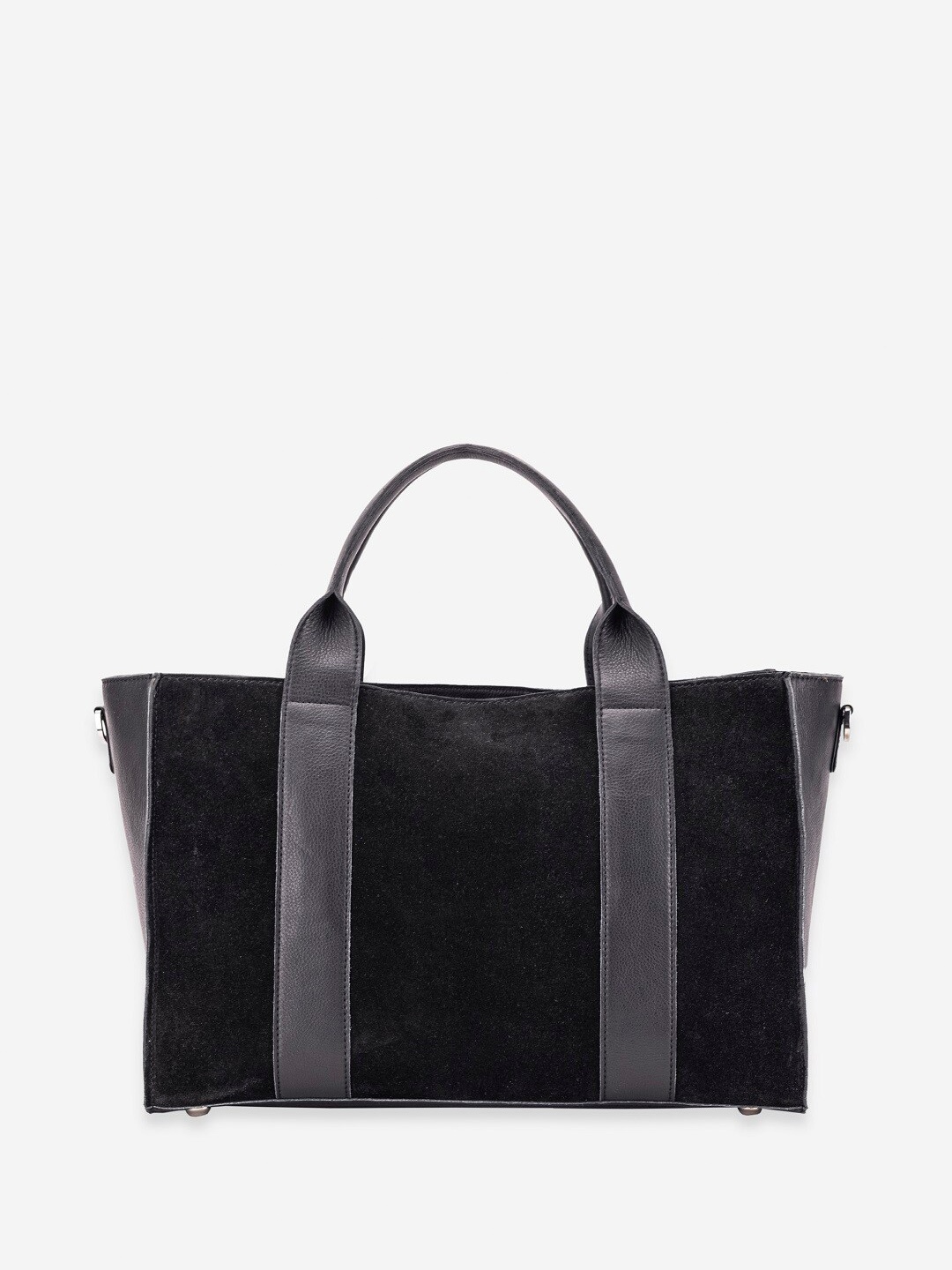 

Abelardo De Moda Textured Leather Oversized Structured Handheld Bag, Black