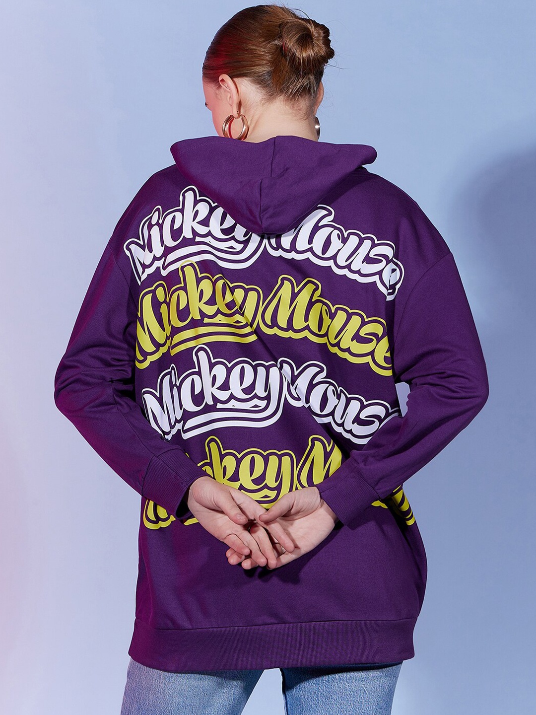 

DressBerry Purple Graphic Printed Cotton Pullover Hooded Sweatshirt