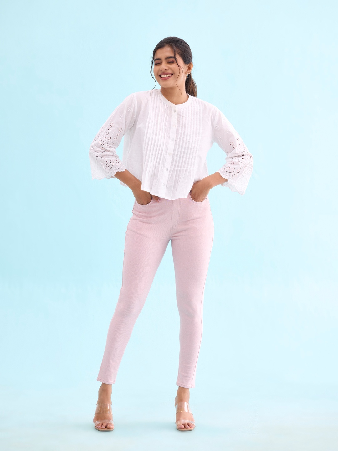 

Go Colors Pink Solid Super Stretch Jeggings