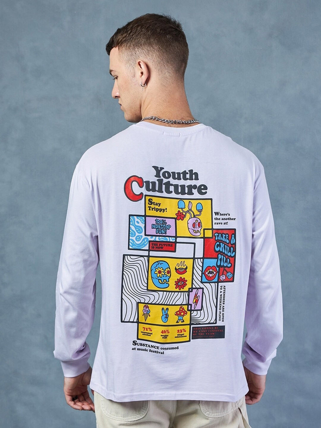 

Bewakoof Youth Culture Graphic Print Oversize T-shirt, Purple