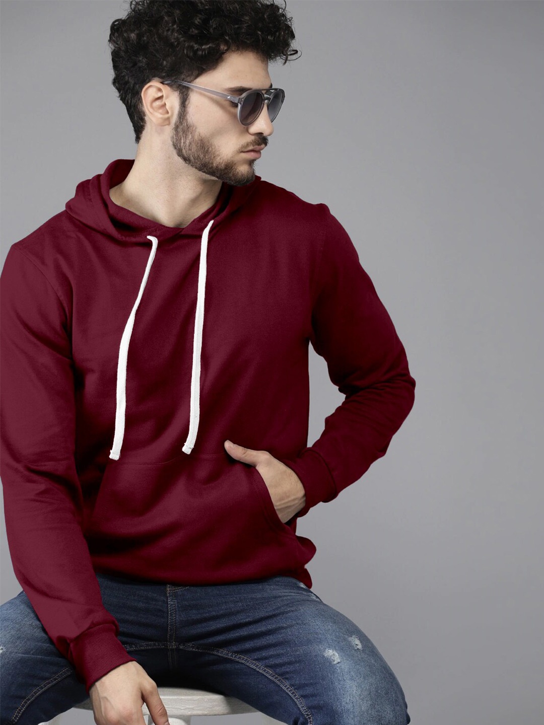 

BAESD Regular Cotton Casual Hooded Sweatshirt, Maroon