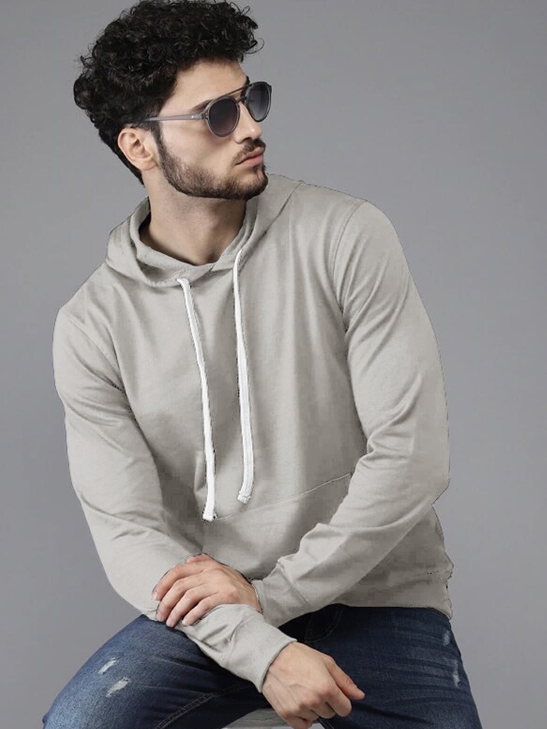 

BAESD Pullover Hooded Kangaroo Pocket Ribbed Cotton Casual Sweatshirt, Grey