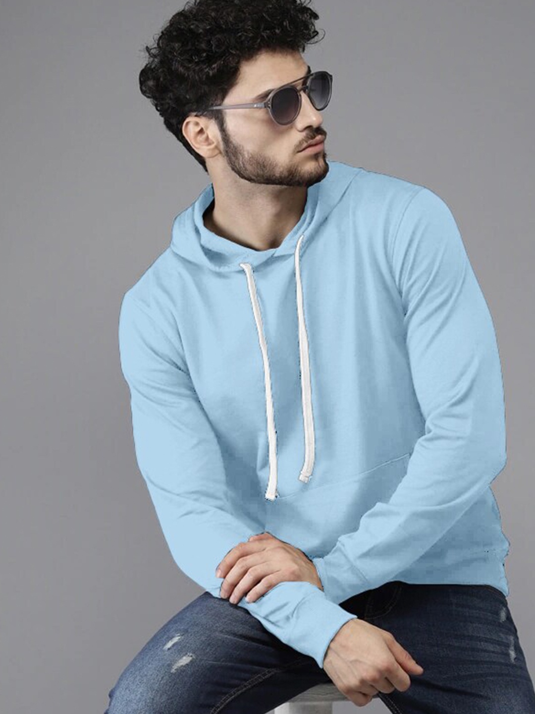 

BAESD Regular Cotton Casual Hooded Sweatshirt, Blue