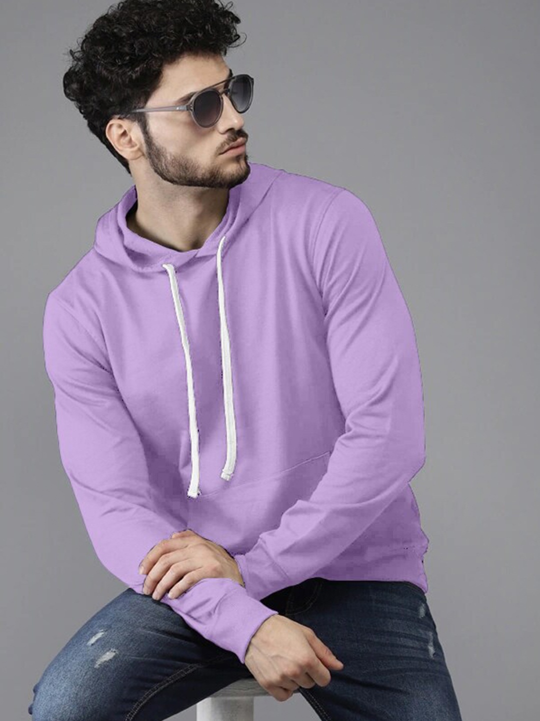 

BAESD Pullover Hooded Kangaroo Pocket Ribbed Cotton Casual Sweatshirt, Lavender