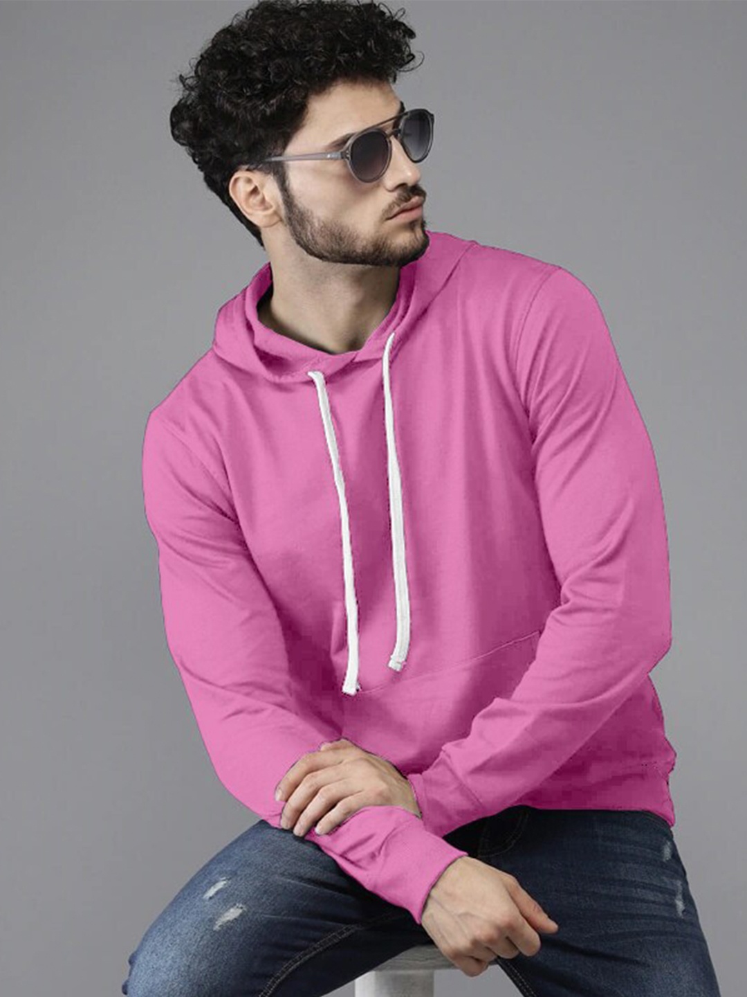

BAESD Regular Cotton Casual Hooded Sweatshirt, Pink