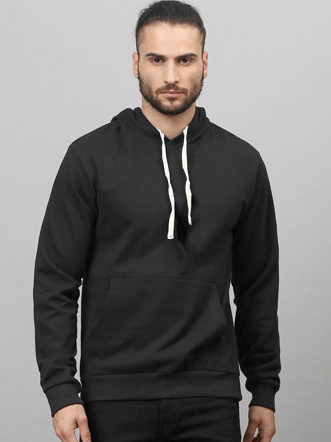 

BAESD Pullover Hooded Kangaroo Pocket Ribbed Cotton Casual Sweatshirt, Black