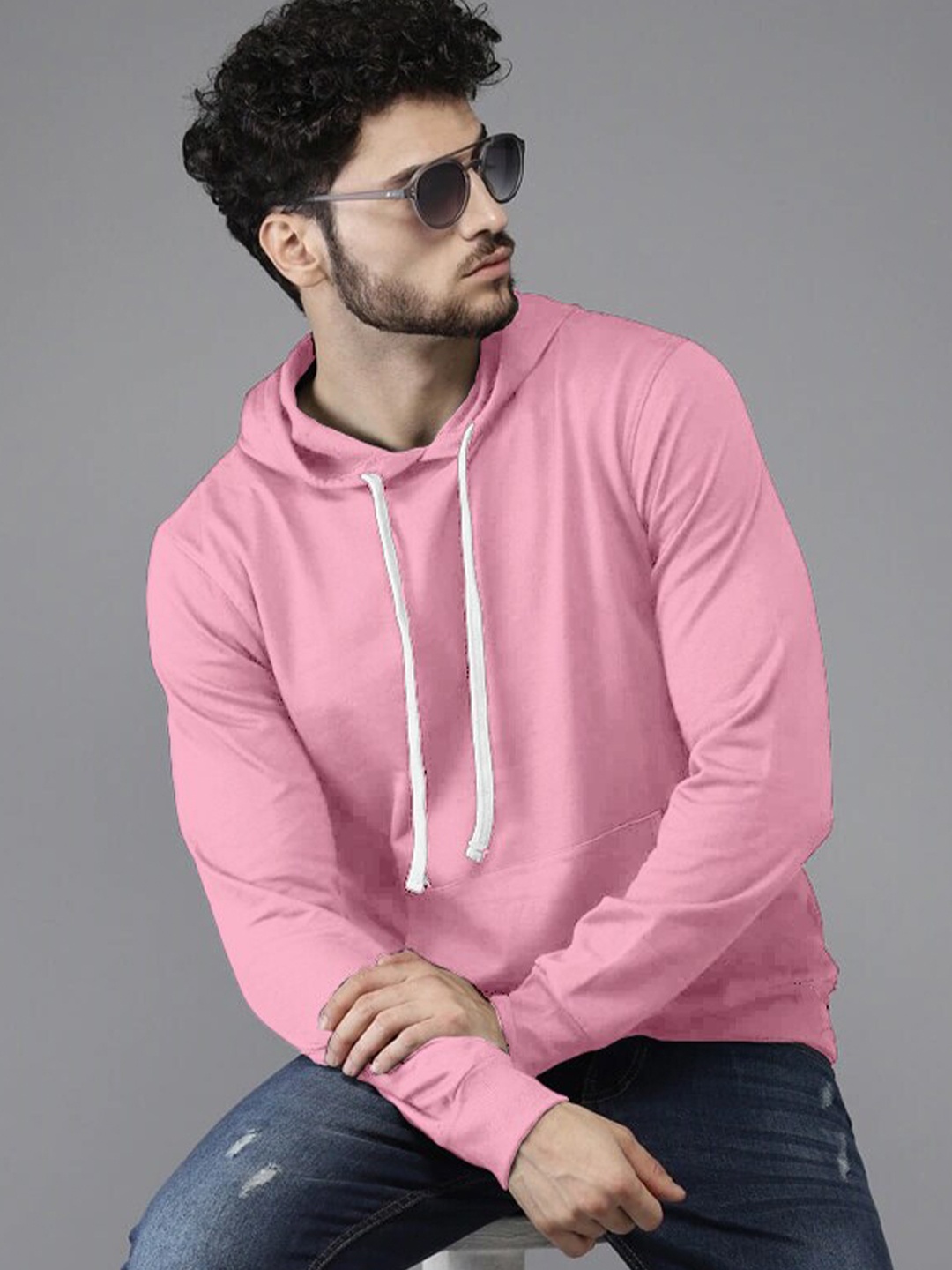 

BAESD Pullover Hooded Kangaroo Pocket Ribbed Cotton Casual Sweatshirt, Rose gold