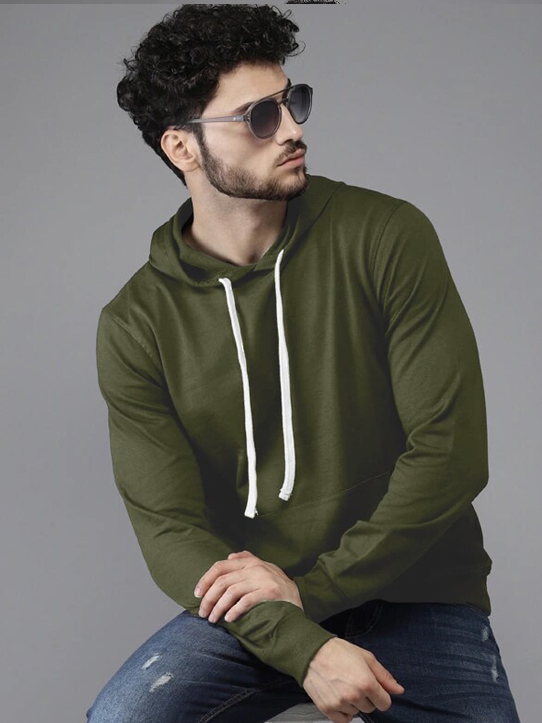 

BAESD Pullover Hooded Kangaroo Pocket Ribbed Cotton Casual Sweatshirt, Green