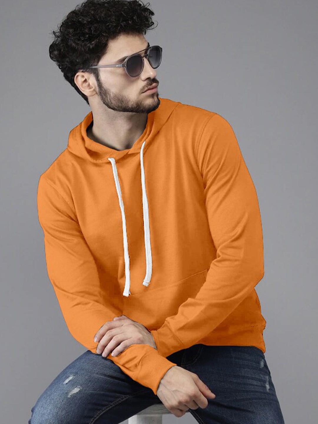 

BAESD Pullover Hooded Kangaroo Pocket Ribbed Cotton Casual Sweatshirt, Orange