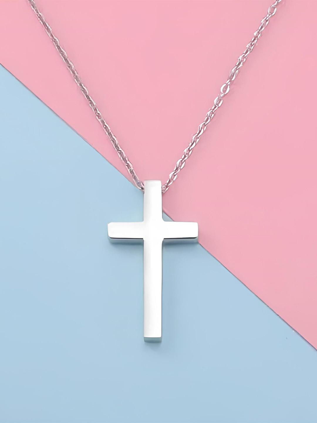

KARISHMA KREATIONS Men Set Of 2 Silver-Plated Jesus Cross-Charm & Twisted-Charm Pendant, Black