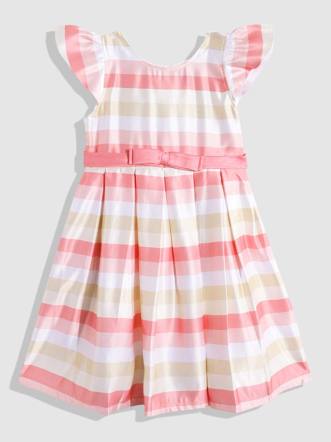 

YK Girls Striped Flutter Sleeve A-Line Dress, Multi