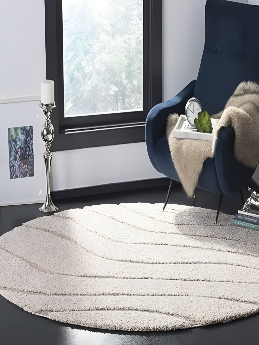 

Shopgallery Cream-Coloured & Beige Abstract Anti-Skid Shaggy Carpet