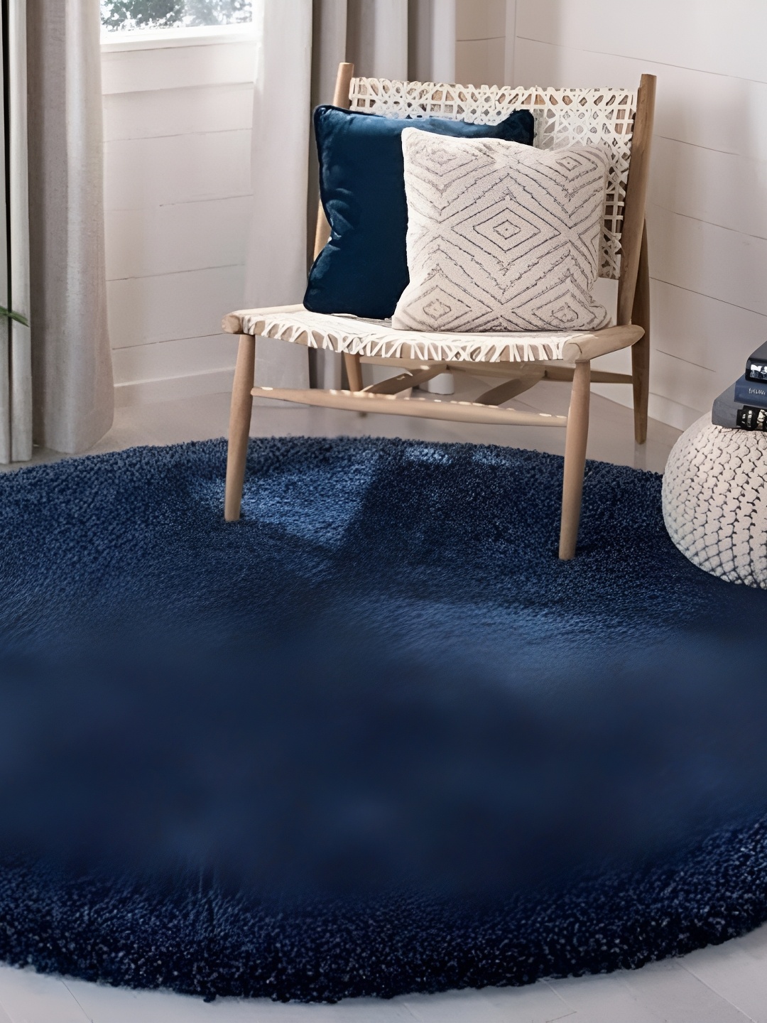 Shopgallery Blue Anti Skid Shaggy Carpet