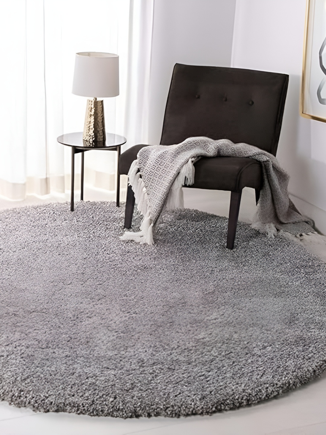 Shopgallery Grey Anti Skid Shaggy Carpet