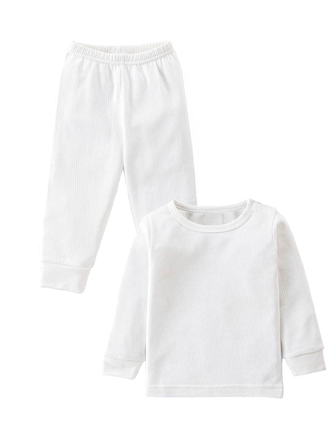 

BAESD Infant Girls Ribbed Lightweight Pure Cotton Thermal Set, White