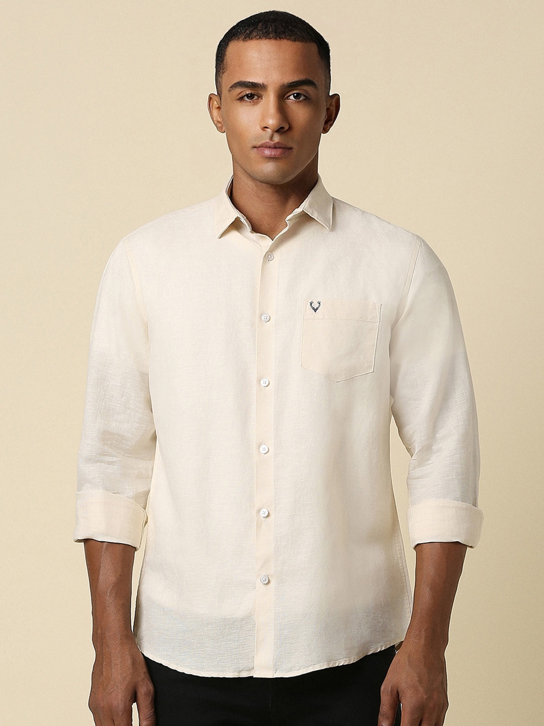 

Allen Solly Slim Fit Linen Cotton Casual Shirt, Cream