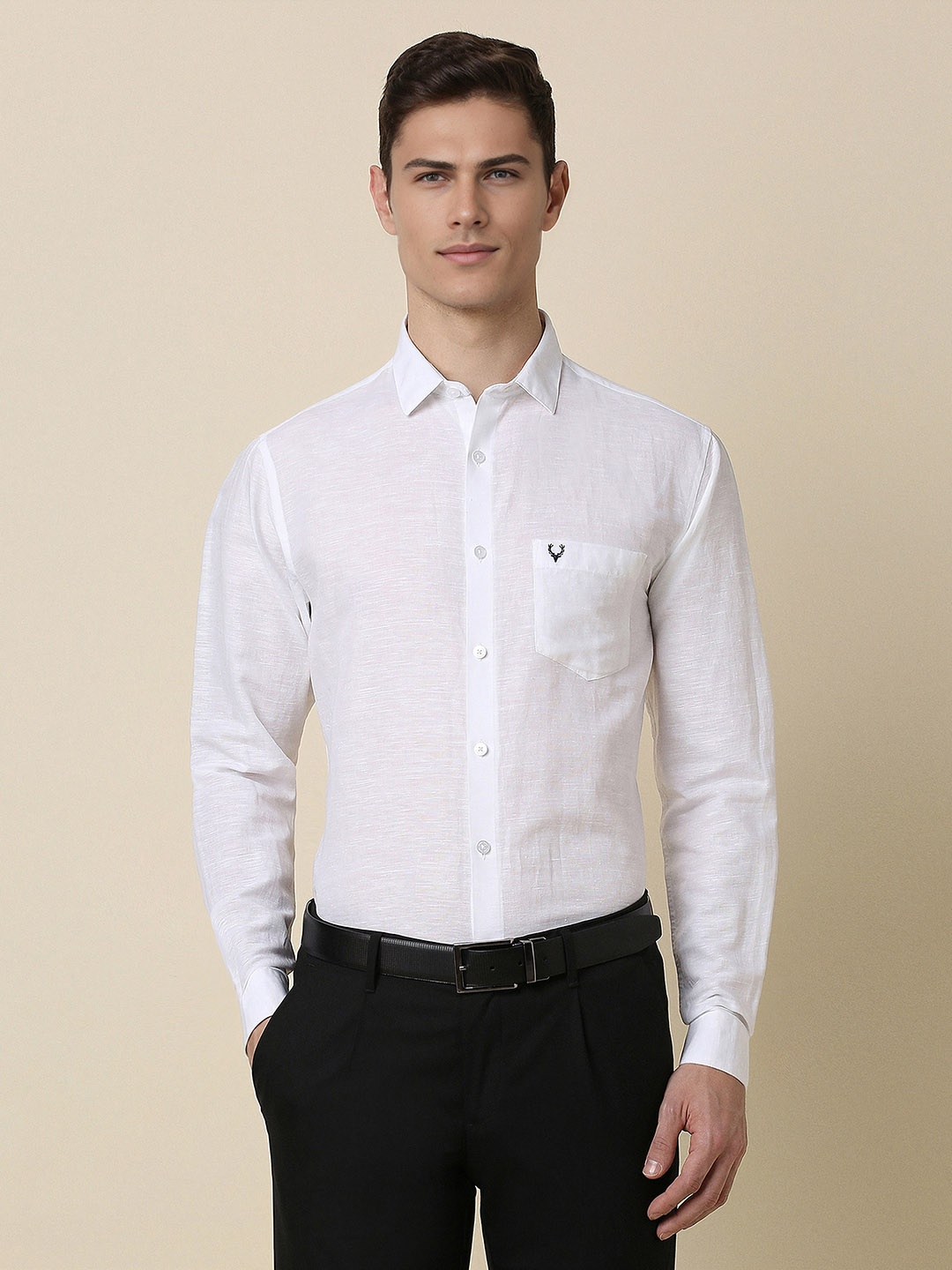 

Allen Solly Slim Fit Linen Cotton Formal Shirt, White