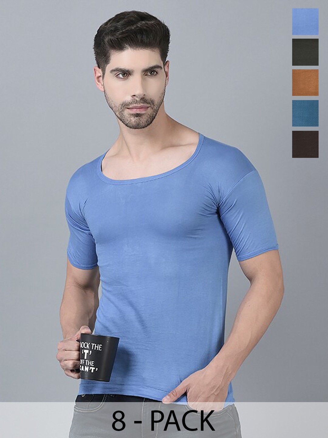 

Dollar Pack Of 8 Assorted Pure Cotton Basic Vests MLHVE-02-PO8-ASST