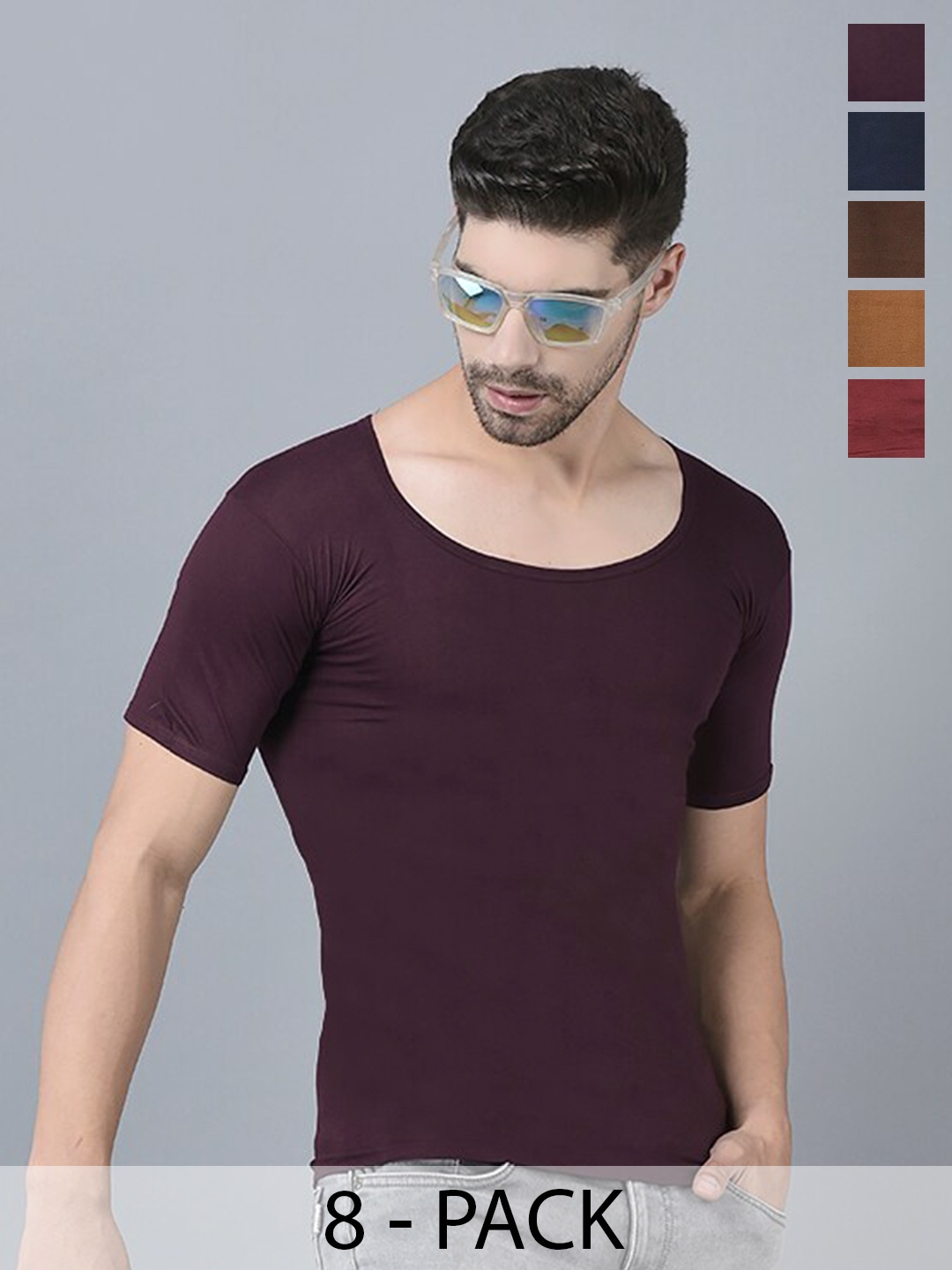 

Dollar Pack Of 8 Assorted Pure Cotton Basic Vests MLHVE-02-PO8-ASST2