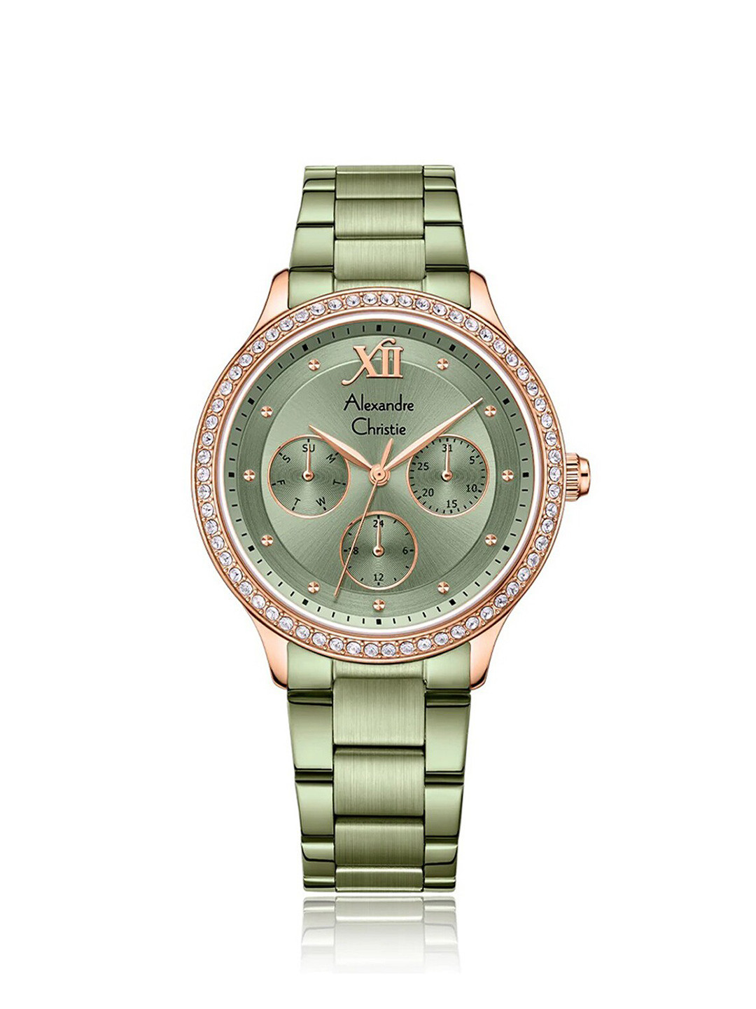 

Alexandre Christie Women Stainless Steel Bracelet Style Straps Analogue Watch 2A48BFBRNGN, Green