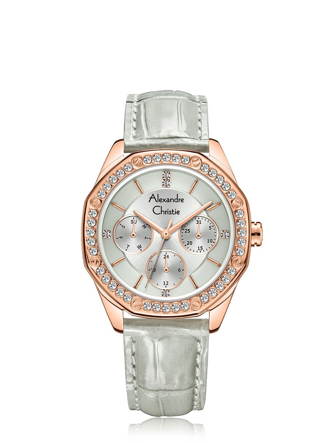 

Alexandre Christie Women Leather Bracelet Style Straps Analogue Watch 2B17BFLRGLG, Silver