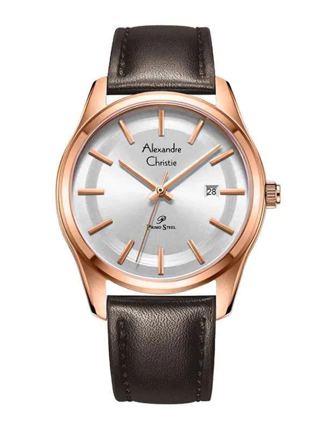 

Alexandre Christie Men Mother of Pearl Dial & Leather Straps Analogue Watch 1027MDLRGSL, Brown