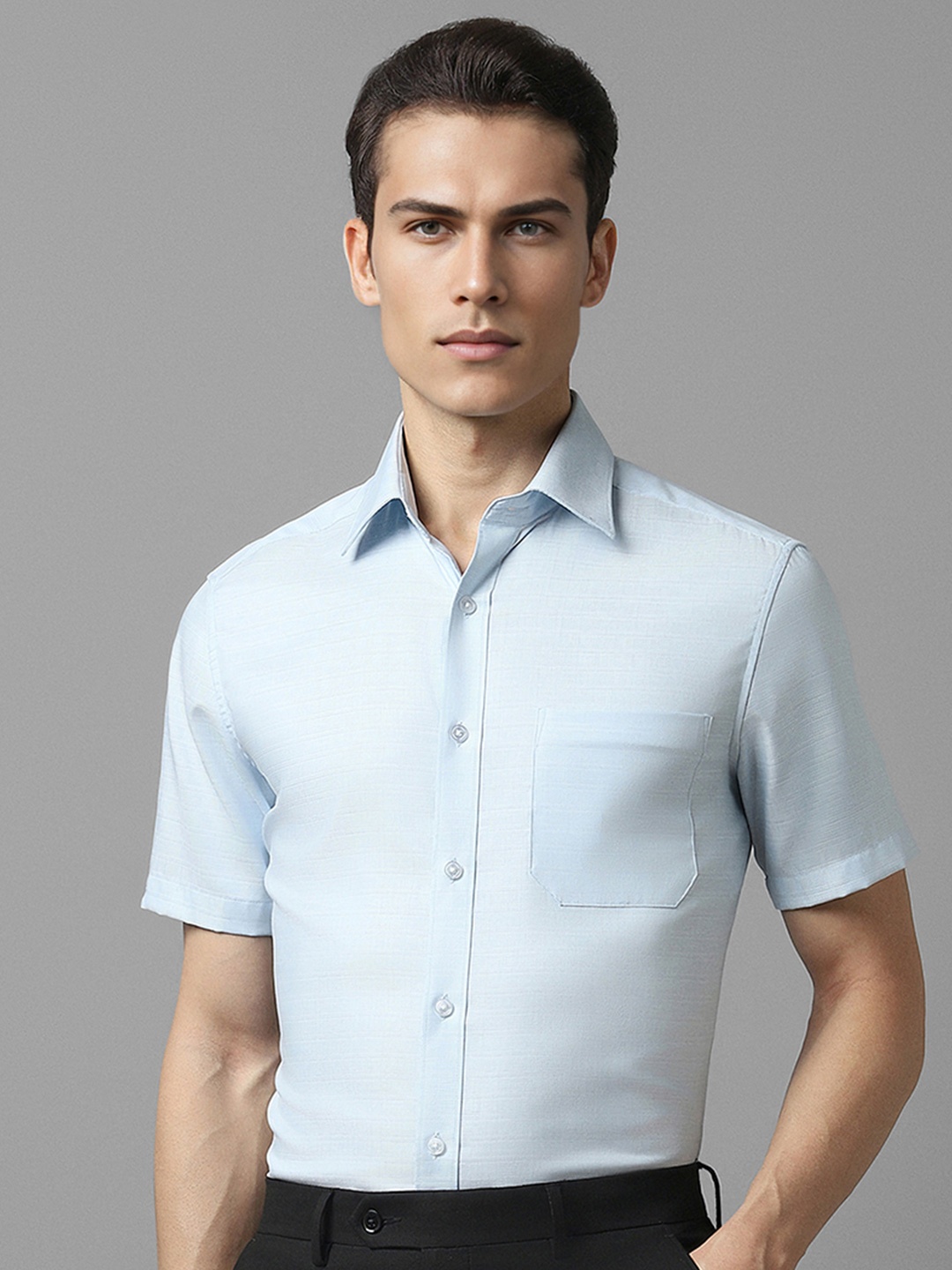 

Louis Philippe Men Blue Opaque Formal Shirt