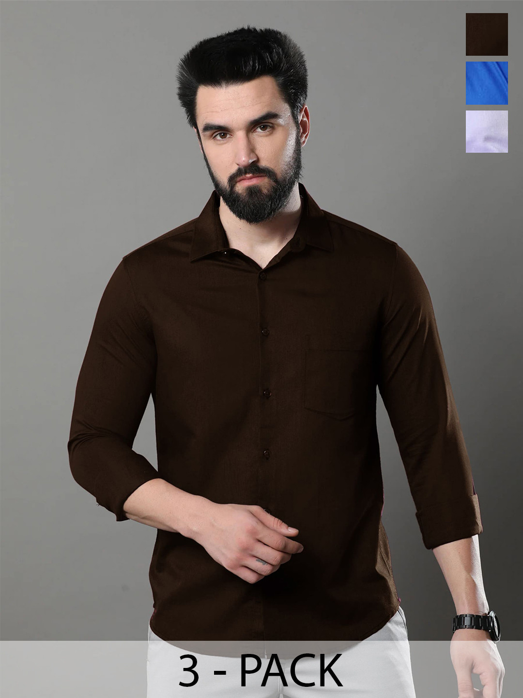 

Tee Projekt Striped Spread Collar Long Sleeves Cotton Casual Shirt, Blue