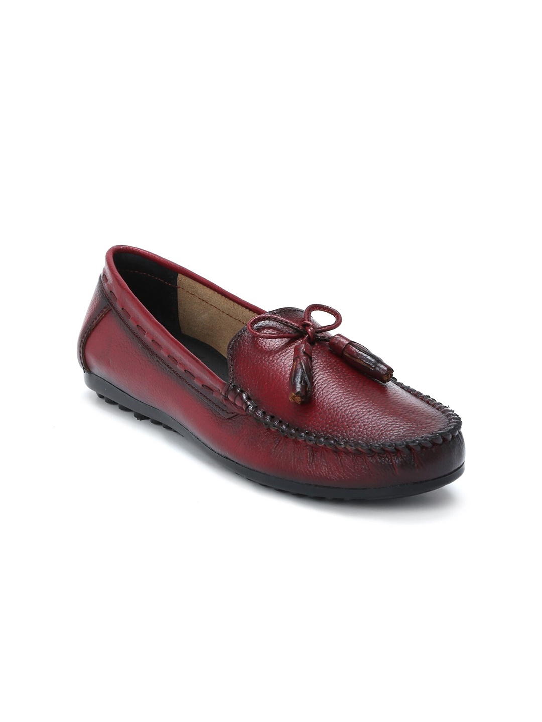

Zoom Shoes Women Comfort Insole Lightweight Leather Tassel Loafers, Red