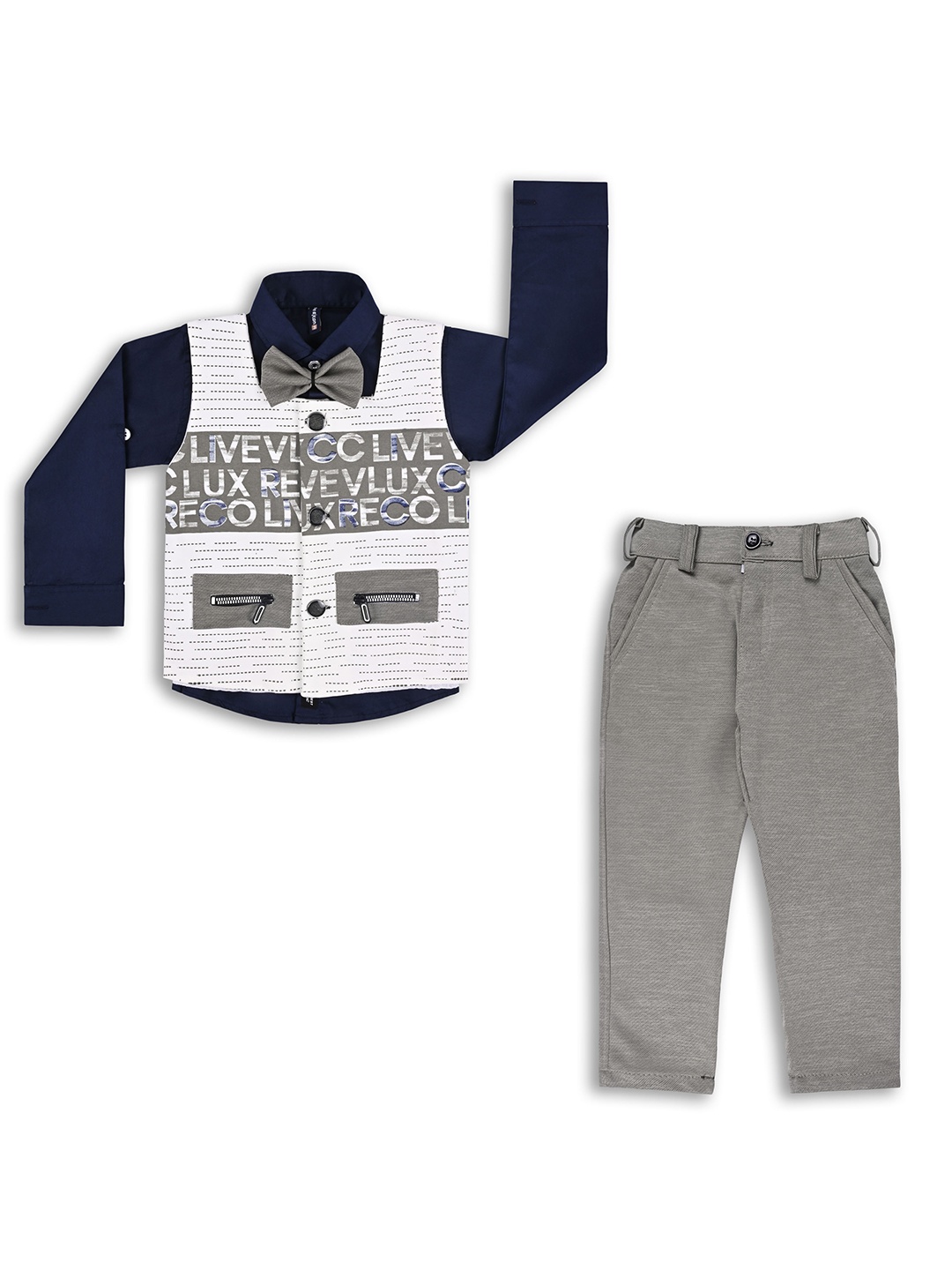 

Wish Karo Boys Shirt With Trousers & Waistcoat, Navy blue