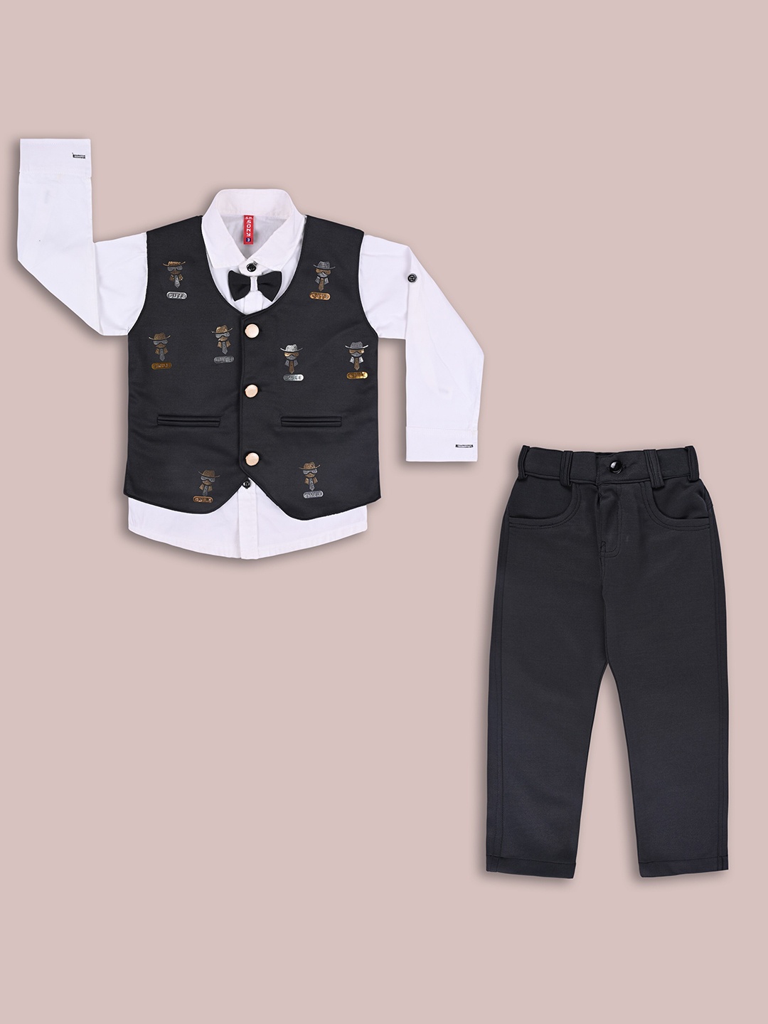 

Wish Karo Boys Shirt With Trousers & Waistcoat, Grey