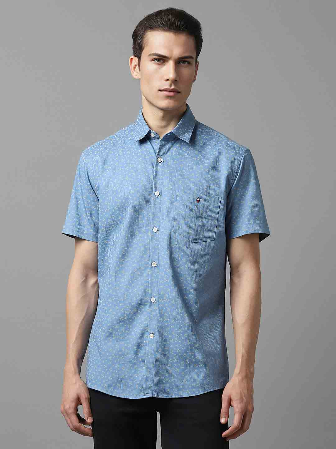 

Louis Philippe Sport Slim Fit Micro Ditsy Printed Pure Cotton Casual Shirt, Blue