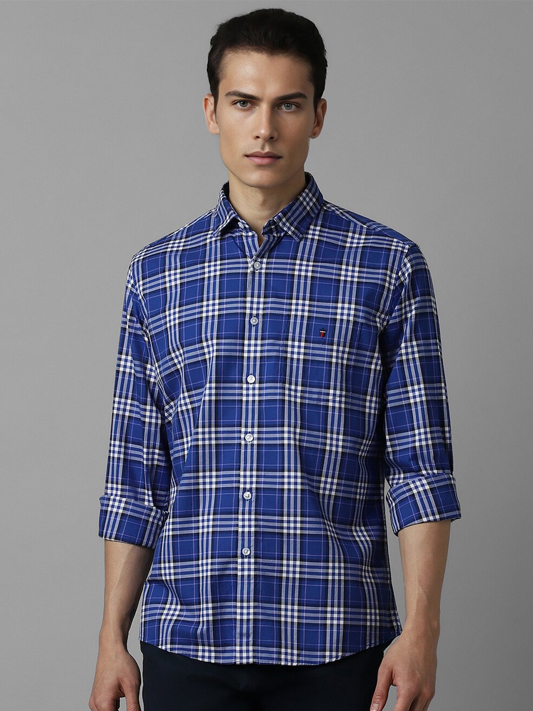 

Louis Philippe Sport Slim Fit Tartan Checked Cotton Casual Shirt, Blue