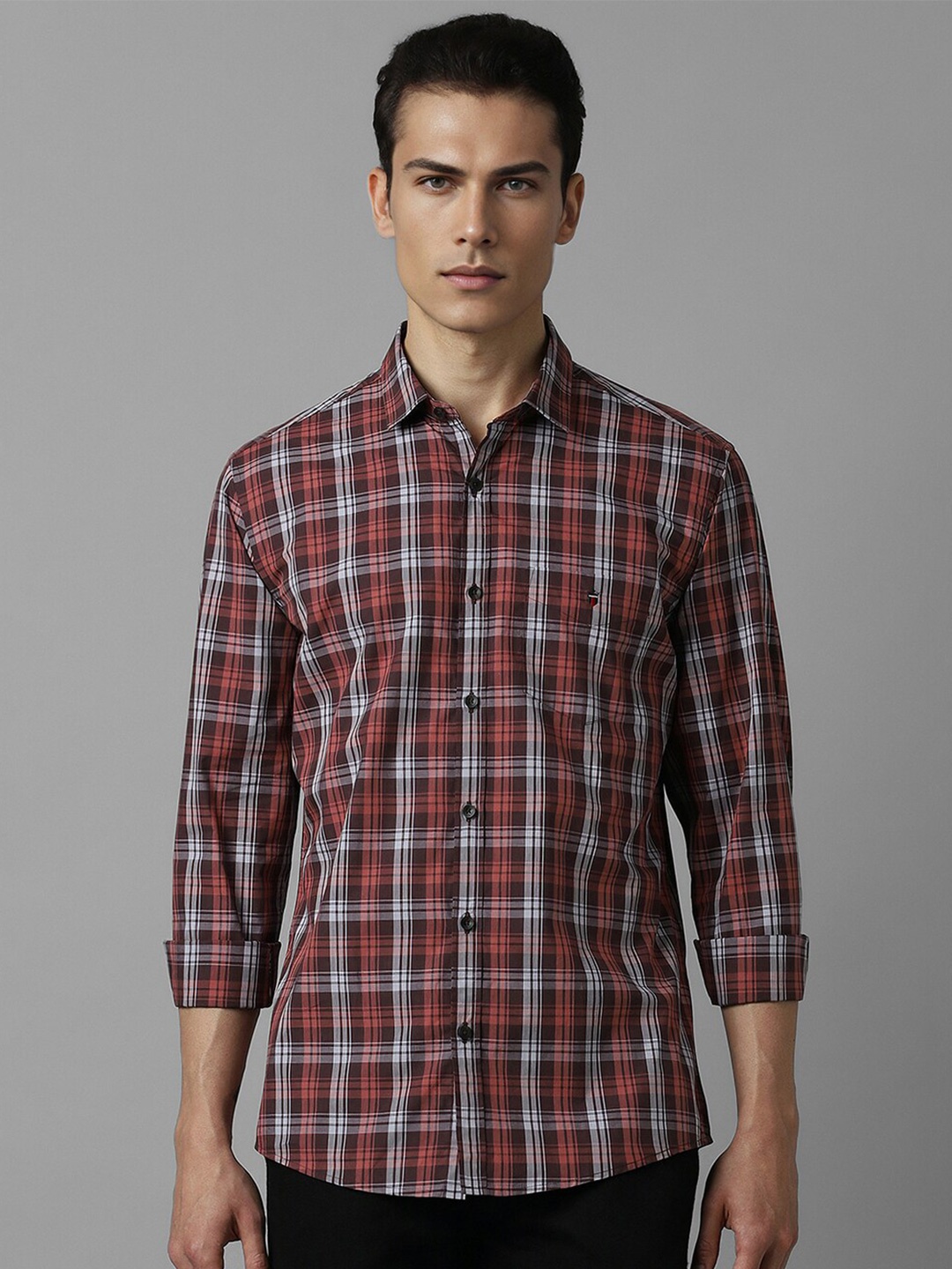 

Louis Philippe Sport Slim Fit Checked Cotton Casual Shirt, Maroon