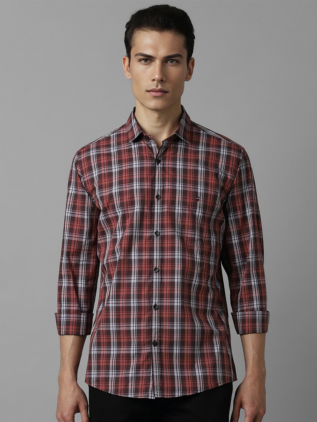 

Louis Philippe Sport Tartan Checked Slim Fit Cotton Shirt, Maroon